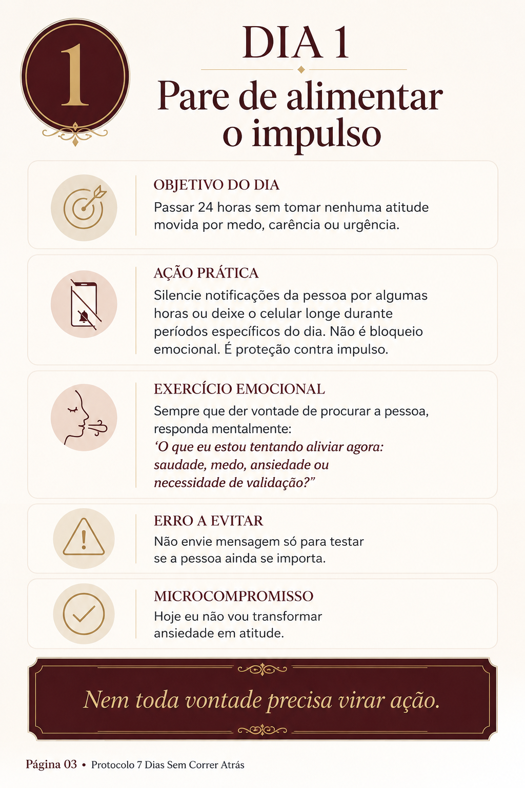 Protocolo 7 Dias Sem Correr Atrás — dia 1